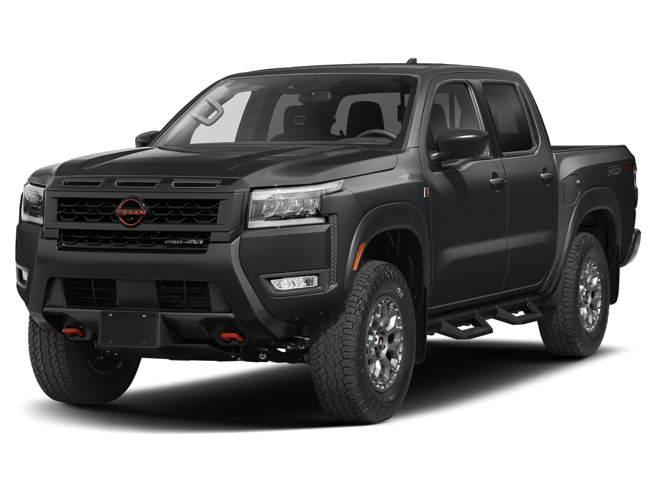 2026 Nissan Frontier PRO-4X w/R Package in Super Black — front three-quarter view