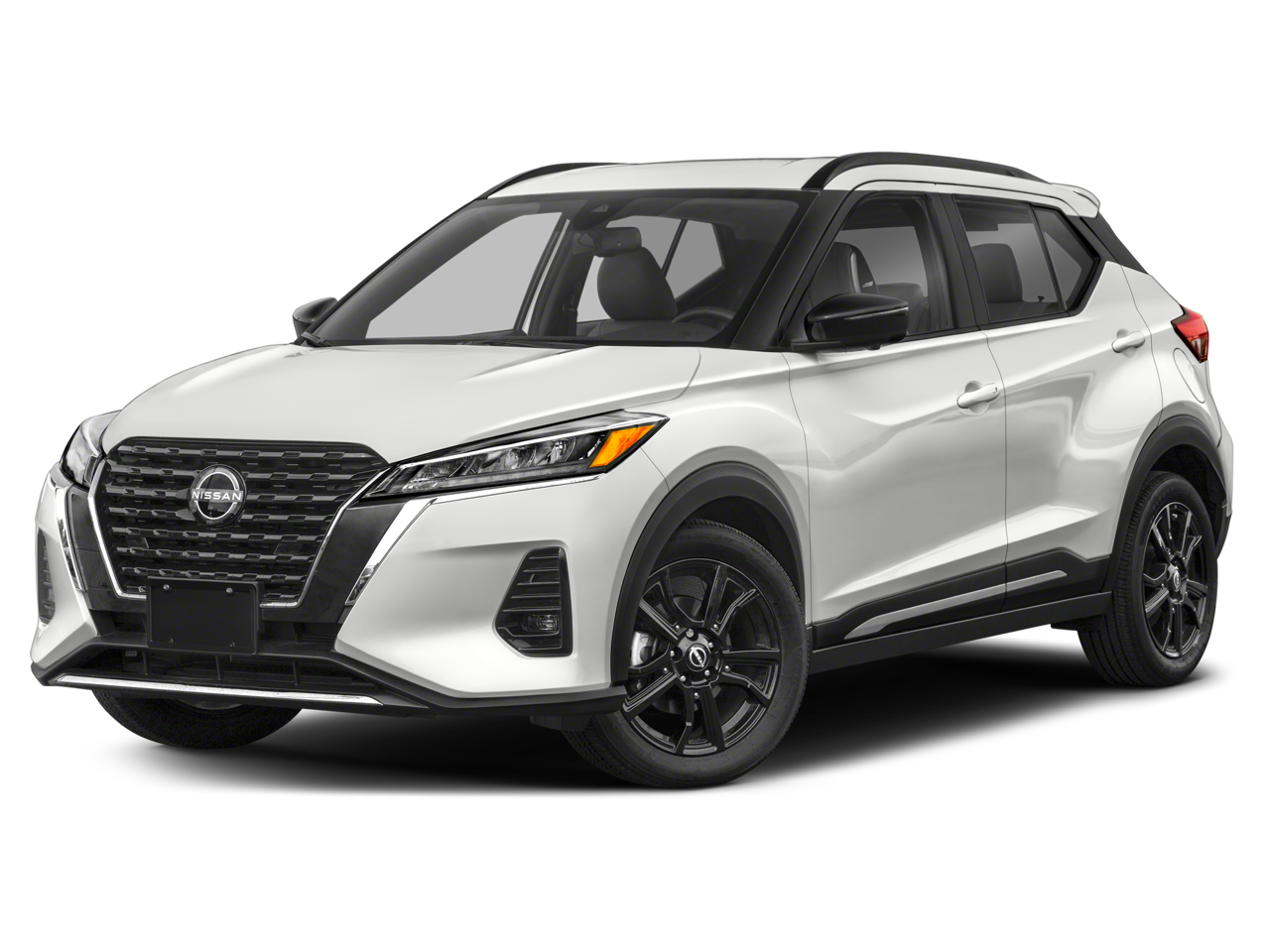 2023 Nissan Kicks SR in Aspen White/Super Black — front three-quarter view