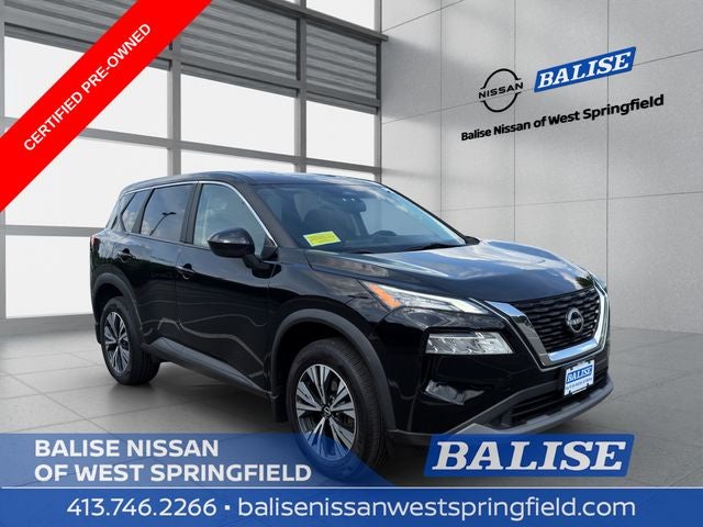 2023 Nissan Rogue SV in Super Black — front three-quarter view